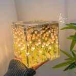 Cube Tulip Night Lamp Led Decorative Nights Lamp (Multicolor Design 1 Set)