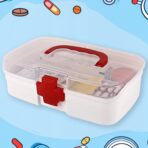 Portable First Aid Box with Transparent Lid & Detachable Tray ?3 Compartments for Organized Storage - Image 2