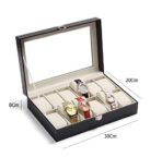 Presents Luxury Watch Box for Men & Women ?Lockable Leather Watch Organizer with Glass Lid, Soft Velvet Cushions, Premium Display & Storage Case for Watches -12 Slot Box (Black) - Image 2
