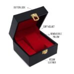 Presents Luxury Watch Box for Men & Women ?Lockable Leather Watch Organizer with Glass Lid, Soft Velvet Cushions, Premium Display & Storage Case for Watches -Single Box (Black) - Image 4