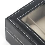Presents Luxury Watch Box for Men & Women ?Lockable Leather Watch Organizer with Glass Lid, Soft Velvet Cushions, Premium Display & Storage Case for Watches -12 Slot Box (Black) - Image 6
