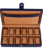 Presents Luxury Watch Box for Men & Women ?Lockable Leather Watch Organizer with Glass Lid, Soft Velvet Cushions, Premium Display & Storage Case for Watches -12 Slot Box (Blue) - Image 6