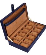 Presents Luxury Watch Box for Men & Women ?Lockable Leather Watch Organizer with Glass Lid, Soft Velvet Cushions, Premium Display & Storage Case for Watches -12 Slot Box (Blue) - Image 4