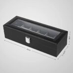 Presents Luxury Watch Box for Men & Women ?Lockable Leather Watch Organizer with Glass Lid, Soft Velvet Cushions, Premium Display & Storage Case for Watches -6 Slot Box (Black) - Image 3
