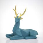 Set of 2 - Blue Lucky Deer Handicraft Resin Animal Showpiece for Home & Office Decor - Elegant Black Sculptures - Sitting & Standing Figurines Decor Accent - Image 3