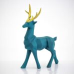 Set of 2 - Blue Lucky Deer Handicraft Resin Animal Showpiece for Home & Office Decor - Elegant Black Sculptures - Sitting & Standing Figurines Decor Accent - Image 4