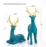 Set of 2 - Blue Lucky Deer Handicraft Resin Animal Showpiece for Home & Office Decor - Elegant Black Sculptures - Sitting & Standing Figurines Decor Accent - Image 5