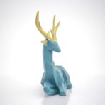 Set of 2 - Blue Lucky Deer Handicraft Resin Animal Showpiece for Home & Office Decor - Elegant Black Sculptures - Sitting & Standing Figurines Decor Accent - Image 7