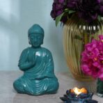 Pack 1 Meditation Buddha Teal Premium Rare Handcrafted Polymarble Meditation/Dhyan White Buddha Statue Lord Figurine/Idol,Medium - Image 4
