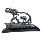 Resin Elephant with Baby Figurine for Home Decor | Feng Shui & Vastu Showpiece | Decorative Animal Idol | Housewarming & Wedding Gift | 11x4x8 Inch