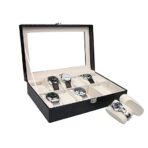 Presents Luxury Watch Box for Men & Women ?Lockable Leather Watch Organizer with Glass Lid, Soft Velvet Cushions, Premium Display & Storage Case for Watches -12 Slot Box (Black) - Image 8