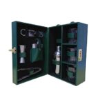 Presents Premium Portable Bar Set with Travel Case ?11-Piece Cocktail Shaker Set with Glasses, Tools & Lock ?Travel Mini Bar Kit for Home,Parties & Gifting ?Green Leather Finish